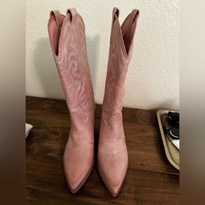 Steve Madden Pink Leather Cowboy Boots Size 6.5 - Brand New Never Worn